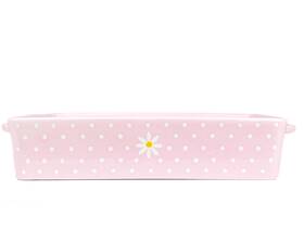10 Strawberry Street 017794541046 Daisy Polka Dot Rectangular Baker Pink