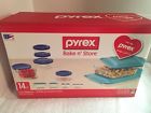 1127590 Pyrex Brand New Bake Store Glass Bakeware Set Green Lids