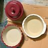 6c-1.5l 1141 Pampered Chef Stoneware Cranberry Round Covered Casserole Pie Dishes