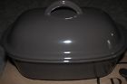 1437 Deep Covered Baker Pampered Chef Brand New Glazed Gray Stoneware Grey Bnib 099901014377