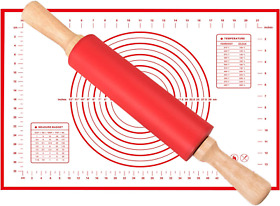 16.9 Rolling Pin Dough Pastry And Thick Nonstick Silicone Baking Mat 24 X 16inch 16.9 Rolling Pin Dough Pastry And Thick Nonstick Silicone Baking Mat 24 X 16inch