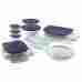 16991775 Pyrex Glass Bakeware Set 17 Pieces Blue Lids Baking Casserole Kitchen Brand New 071160063112