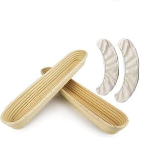2 Pack Of Proofing Basket For Baguette Oval Bread Banneton Baking Bowl Set P