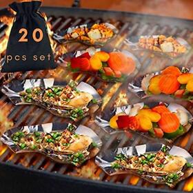 20 Pcs Set Oyster Shells Stainless Steel Reusable Large Grilling Pan