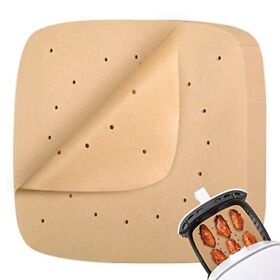 200pcs Disposable Air Fryer Parchment Paper Liners 8.5 Inch Square Unbleached Ba
