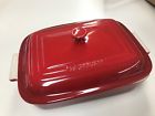 24158 Le Creuset Rectangle Casserole With Lid New Quart Red