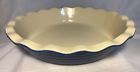 31-66 Emile Henry France Ruffled Pie Plate Modele Depose Blue