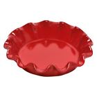 346187 Emile Henry Ruffled Ceramic Pie Dish Burgundy 3289313461877