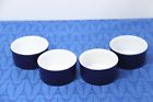 40-08 Emile Henry Cobalt Blue Ribbed Ramekins Custards Bakeware Mint