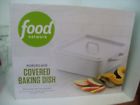 400923590426 White Food Network Square Covered Baking Dish Porcelain