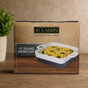 41m-1963-nvy 41 & Main And 10 Inch Square Glass Baking Dish Microwave Dishwasher Freezer Safe