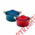 42802945 Le Creuset New 3.5 Qt Covered Round Casserole Stoneware Baking Dish Red Blue