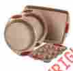 4piece 52386 Rachael Ray Cucina Nonstick Bakeware Set Latte Brown Cranberry Red Baking Sheet 051153523861