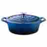 6170mb La Cuisine Lc Pro Oval 4.75 Qt Cast Iron Casserole Blue 813254020959