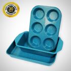 689740762371 Tstrus Casaware Toaster Oven Set Blue Granite Heavy