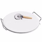 709996626804 Sharper Image Pizza Stone Set 13 Inch Cutter Stand