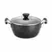 83486 Casserole Dish Lid Glass Covered Non Stick 4.5 Quart Baking Black Oval Oven Ware 051153834868