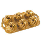 0111722 88077 Nordic Ware Cast Aluminum Heritage Bundtlette Cakes Gold 011172880772