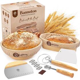 Abioto 850031614192 10 Inch Round And 11 Oval Banneton Bread Proofing Baskets Sourdough Ba