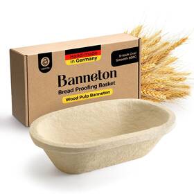 Abioto 850031614888 11 Inch Oval Wood Pulp Banneton Bread Proofing Basket 1.1lb Brotform Smooth Su