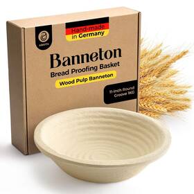 Bn-r-1-cr Abioto 11 Inch Round Wood Pulp Banneton Bread Proofing Basket 2.2lb Brotform Groov