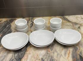 40012459993 Acopa 6 2 Oz. Bright White Smooth Porcelain Ramekin And 5 Inch Plates