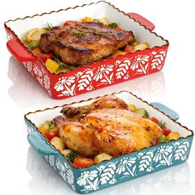 Ac-ceramicbakingdish-2c Acshio 2 Pack Ceramic Baking Dish 9 X Inch Porcelain Square Bakeware With