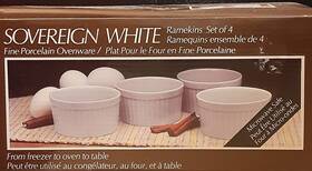 4966 Action International Ltd Sovereign White Set Of 4 Brand New Fine Porcelain Ovenware Ramekins Nib