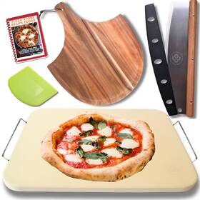 Adrinfly 445047479427 15 Inch 5-pieces Pizza Stone For Oven Set Making Kit-pizza Stone-pizza
