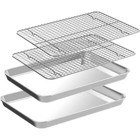 Snph041in167 Adrinfly 2-piece Stainless Steel Quarter Sheet Pan With Cooling Rack Set 2 Baking Sheets