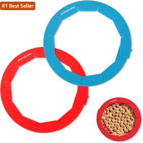 Advantage Home 744759586100 Set Of 2 Silicone Pie Crust Shield For Baking Reusable Protector Adjusta