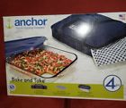 Ah3tote Anchor Hocking Bake And Take Set Covered Glass 076440921427