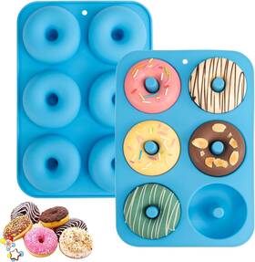 Aichoof 313097124109 Silicone Donut Mold For 6 Doughnuts Set Of 2. Food Grade Lfgb