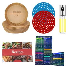 Aimgrowth 716032186123 5 In 1 Accessories Kit For Air Fryer Oil-proof Paper Liner Silicone Liners
