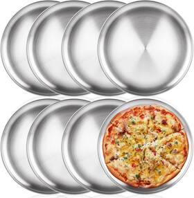 Akolafe 313037381319 8 Pack Stainless Steel Pizza Pan For Oven Personal Pans Inch S