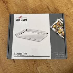 All-clad 011644923877 Tri-ply Stainless Steel Baking Cookie Quarter Sheet Pan 9 X 12.5 Inch New