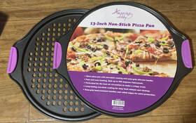 Amazing Abby 712977239821 Chef Stacy - 2-pack 13-inch Non-stick Pizza Pan With Holes Perforated Pizz