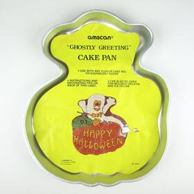 26702 Amscan Vintage Amscan- Ghostly Greeting Cake Pan-ghost Pumpkin Jack O Lantern Halloween
