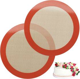 Amyone 445021410408 Silicone Baking Mats 2 Pcs Round For 9 Inch Cake Pan Non-stick R