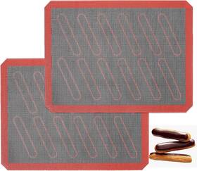 Amyone 779296511131 Perforated Silicone Baking Mats 2 Pcs Eclair Mat For Half Sheet Wit
