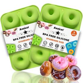Anaeat 445025681675 2 Pack Donut Pan Silicone Baking Mold Just Pop Out Non-stick Doughnuts