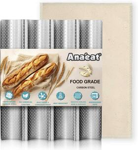 Anaeat 759973637149 Nonstick French Baguette Bread Pan With Thick Professional Proofing Cloth Dough