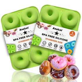 Anaeat 759973724238 2 Pack Donut Pan Silicone Baking Mold Just M Green - Standard Size