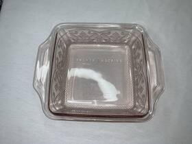 Anchor Hocking 076440129380 Laurel Embossed Rosewater Pink Glass Square Baking Dish 2 Qt