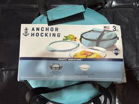 Anchor Hocking 076440133721 Truefit Ftbake N Takeft 3pc 2 Quart Insulated Tote Usa Made New