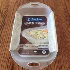 Anchor Hocking 076440825626 New Vtg 2005 White Frost 9 X 13 Glass Bakeware 3 Qt