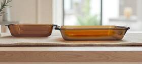 4034 Anchor Hocking 2 Quart Glass Baking Dish 8x11.5 Casserole 5x9 Inch Loaf Pan Brown Set