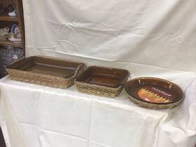 Wfg-004g Anchor Hocking 6 Pc Brown Amber Pyrex Baking Set 3 Baskets Pie Plate Cake Pan