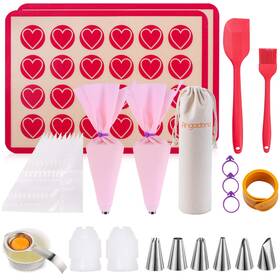 Angadona 659499418805 Silicone Macaron Baking Mat Kit - 30 In 1 Macaroon Heart Set 2 H