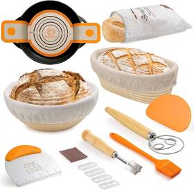 Usbpb-101 Angadona Banneton Bread Proofing Basket Set 10 Inch Oval And 9 Round Brown